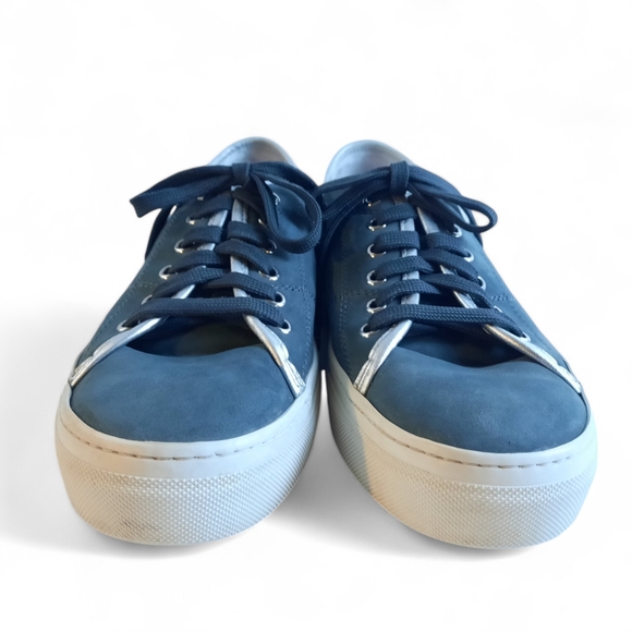 TOD'S Nubuck Blue Silver Sneaker Chunky Platform Leather 41 EU 11 US Womens - Picture 3 of 10